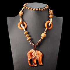 Bohemian Retro Ethnic Style Hand-woven Wooden Pendant Necklace