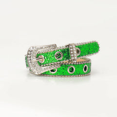 Trendy and unique rhinestone buckle women's belt