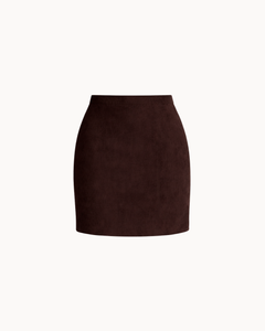 Linea Suede Mini Skirt - Espresso Noir