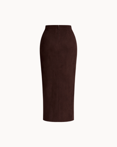 Suede Midi Skirt - Deep Espresso
