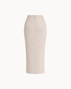 Suede Midi Skirt - Limestone