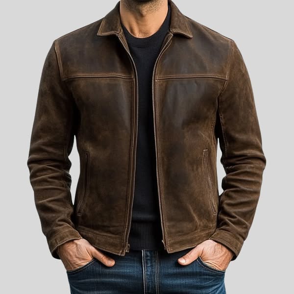 Suede Jacket with Zip