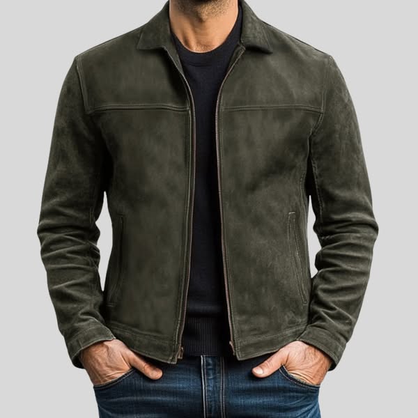 Suede Jacket with Zip