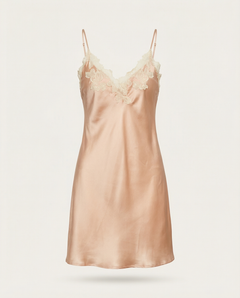 Melinda Silk Short Dress in Beige