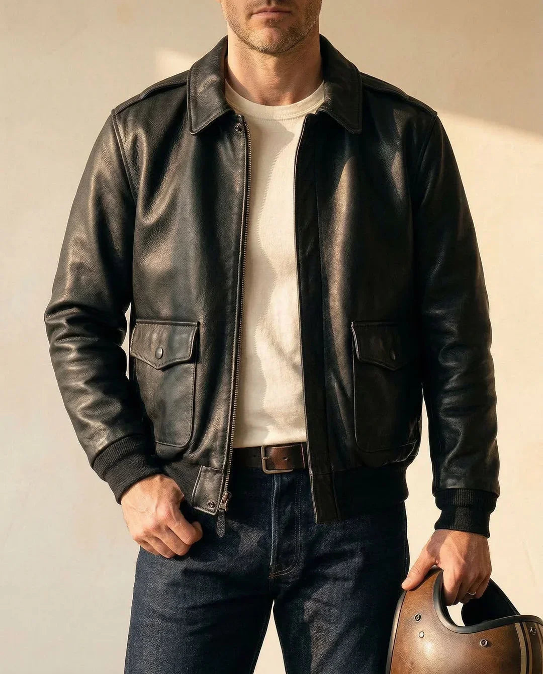 Leonardo — Leather Aviator Jacket