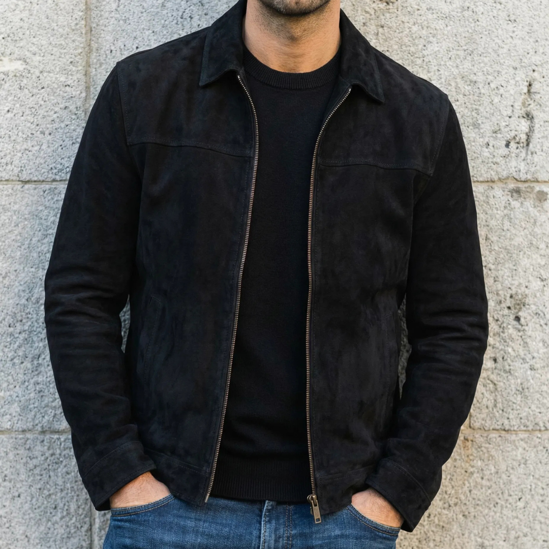 Suede Jacket with Zip