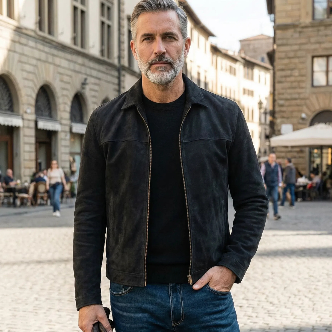 Suede Jacket with Zip
