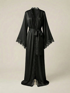 Celine Maxi Lace Robe in Black
