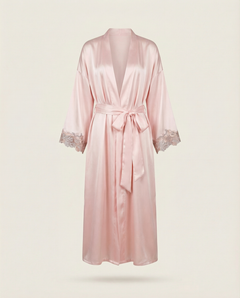 Margo Silk Long Robe in Rose