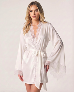 Cia Mini Lace Robe in Ivory
