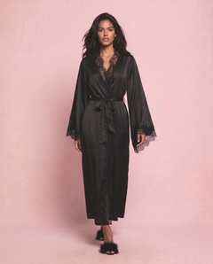 Celine Maxi Lace Robe in Black