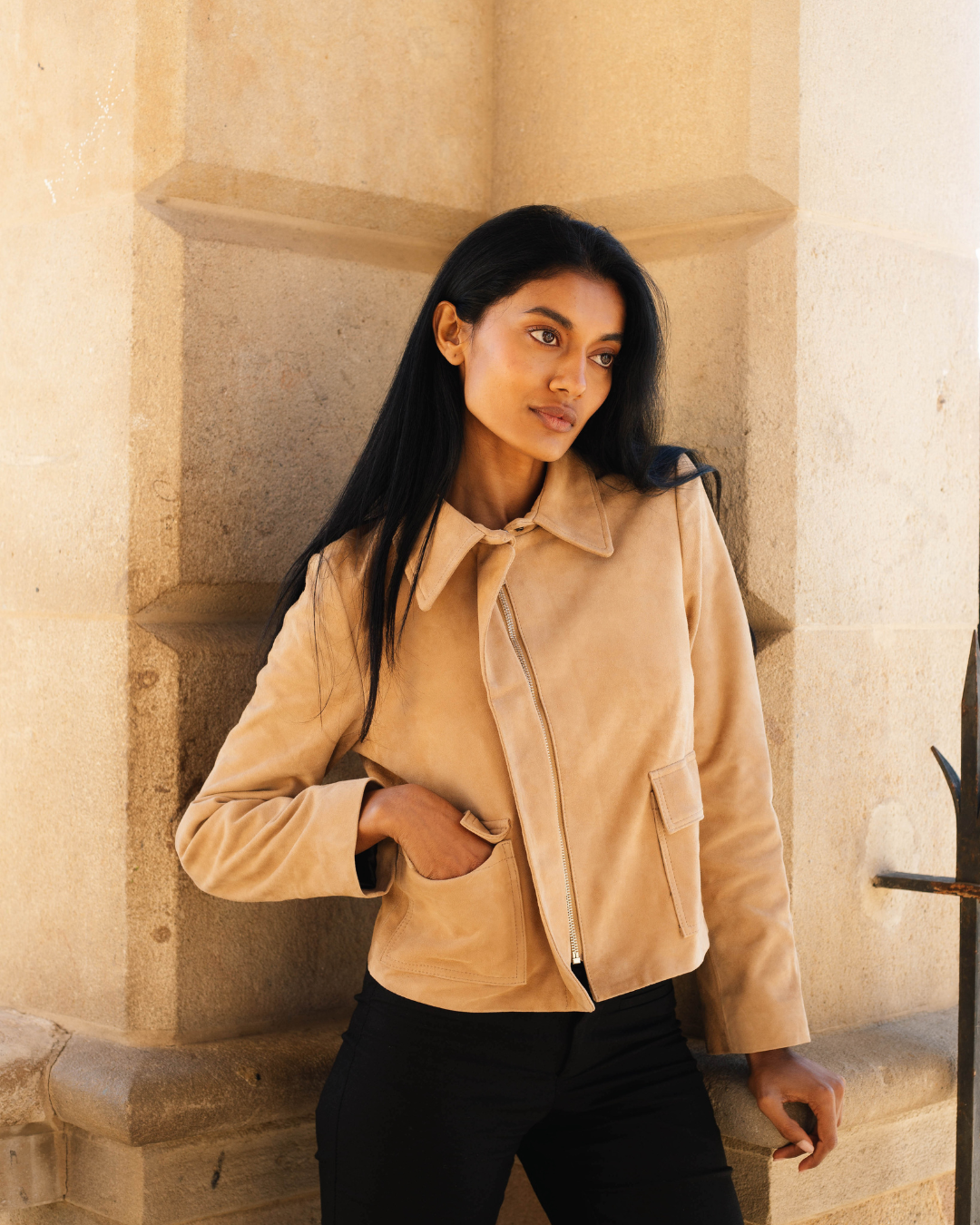 Vittoria Sheep Suede Jacket - Soft Camel
