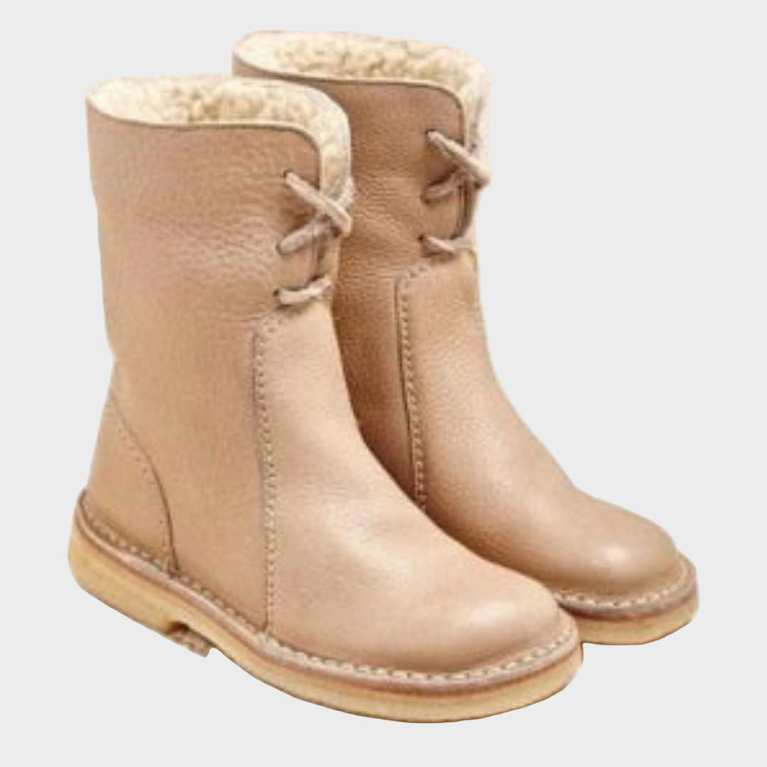 Waterproof Leather Ankle Boots with Wool Lining