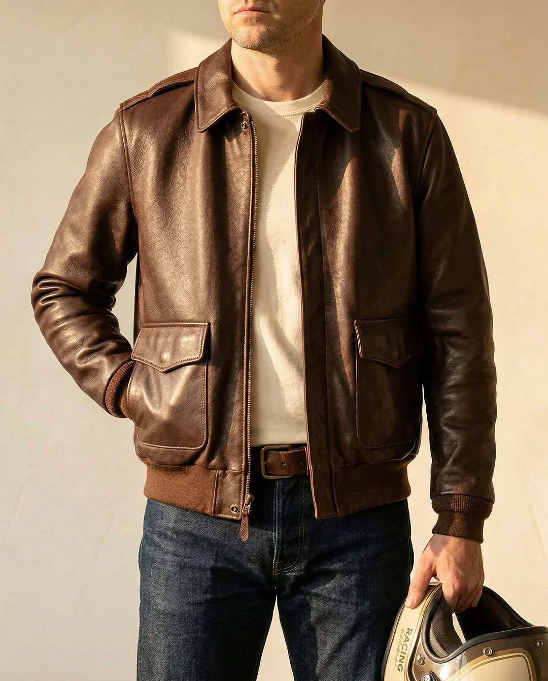 Leonardo — Leather Aviator Jacket