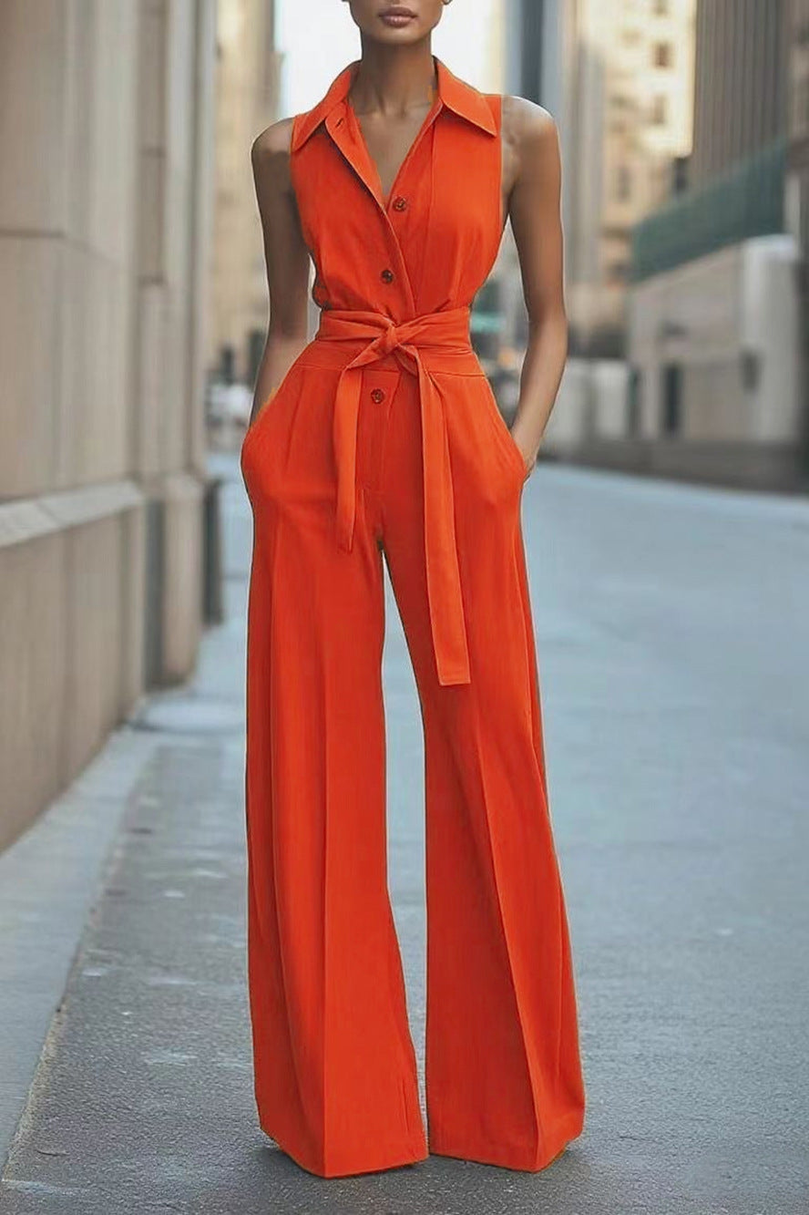 The Street Smart – Collared Belted Jumpsuit